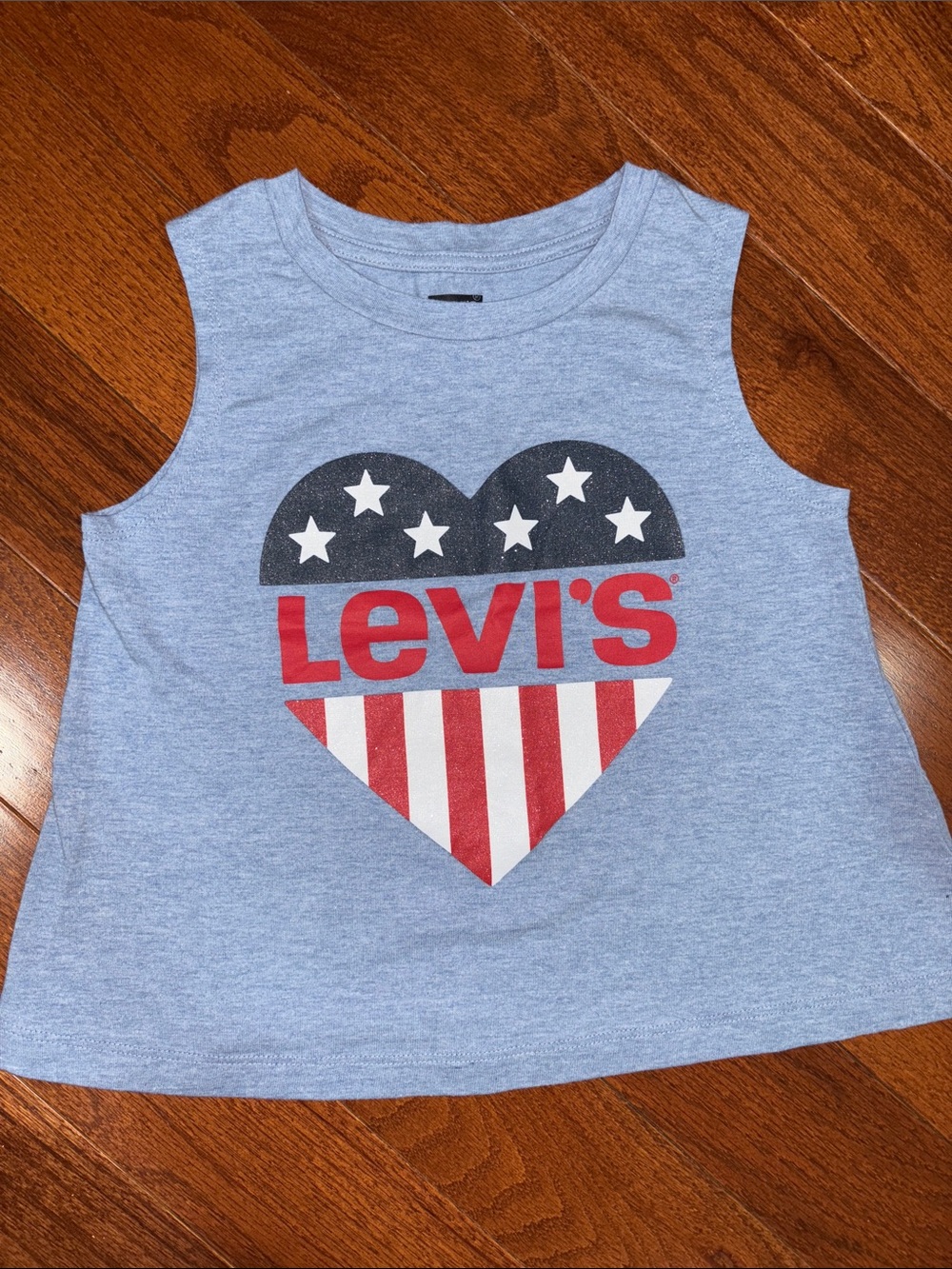 Levi's Light Blue Tank Top with Sparkly Americana Heart Graphic